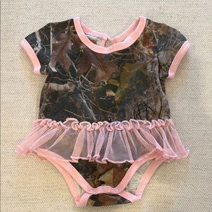 Outdoor Kids Camo Onesie with tulle skirt